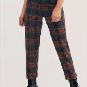 Free People Plaid Cropped Trousers